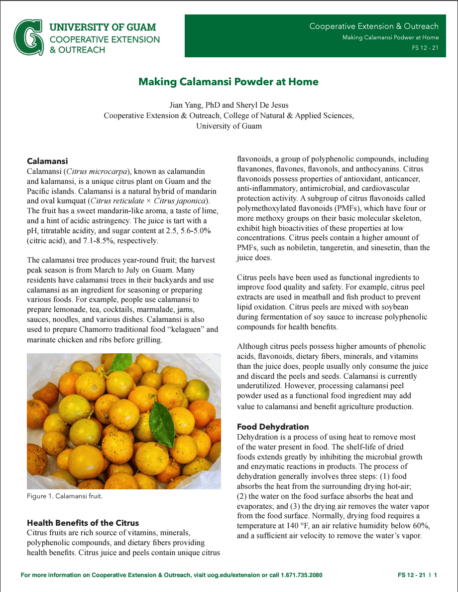 Click here to view the Making Calamansi Powder at Home publication
