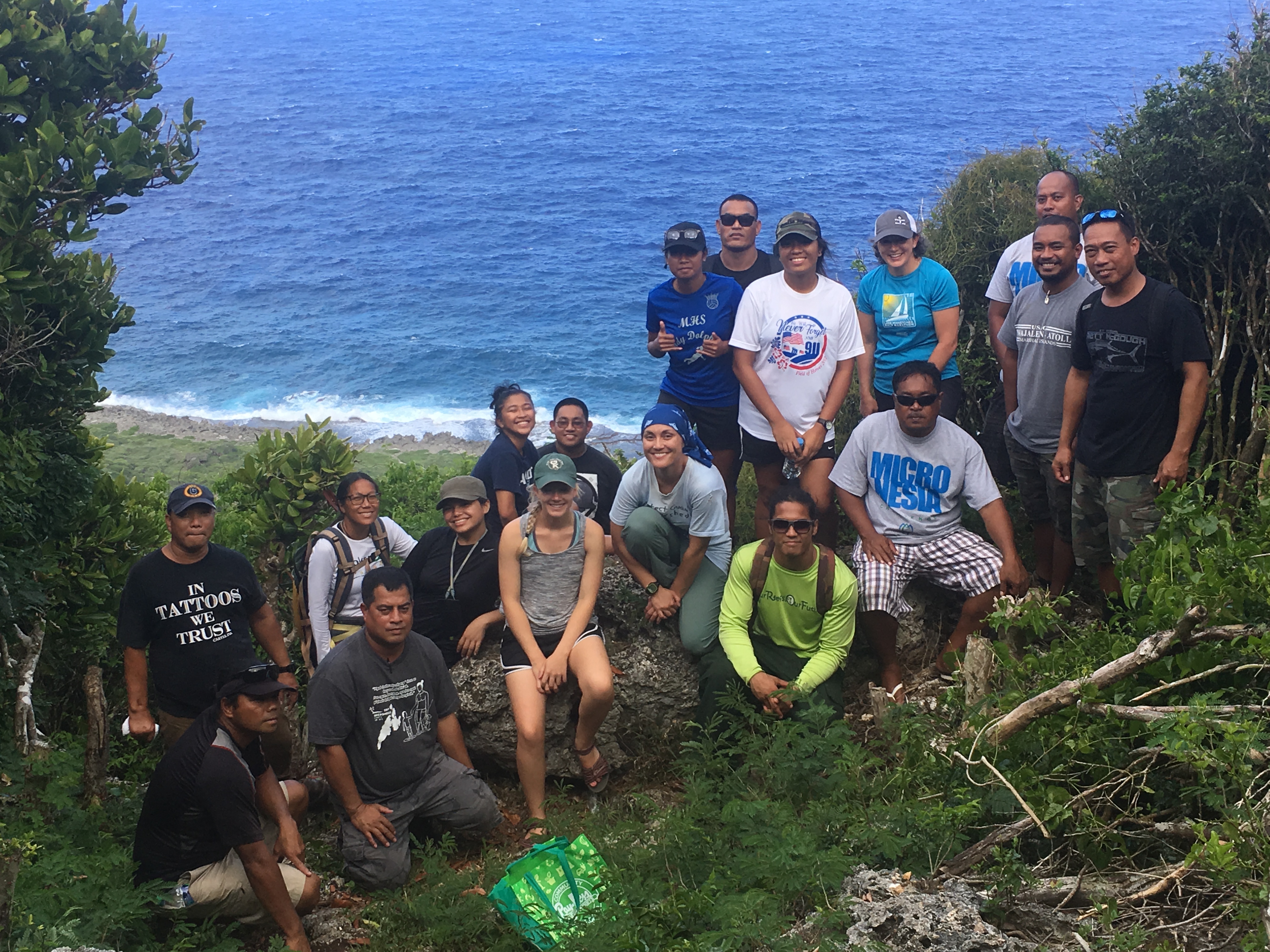 Participants and instructors of the “Tropical Forest Ecology” course pose for a photo on the East Coast of Guam. The 17-day course was offered by the University of Guam in partnership with Iowa State University and the U.S. Forest Service from May 21 to June 7.