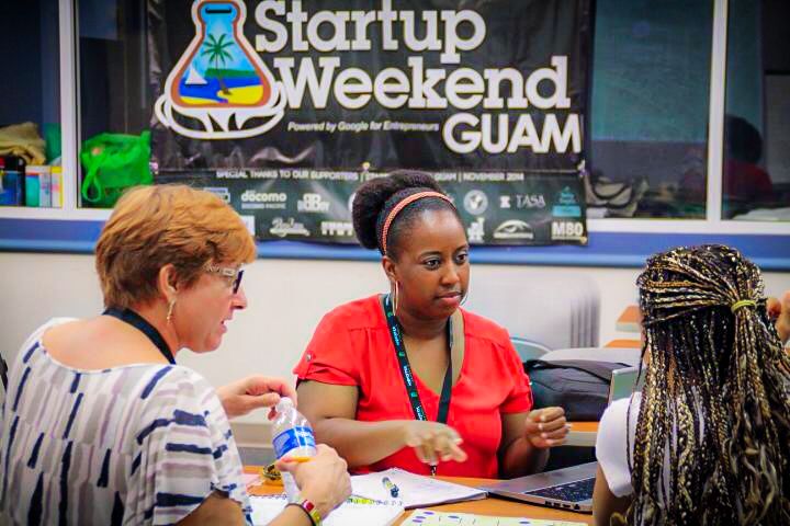 A team collaborates on their business pitch at last year's Startup Weekend Guam. 