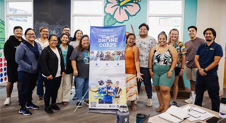 UOG Drone Corps poses for photo