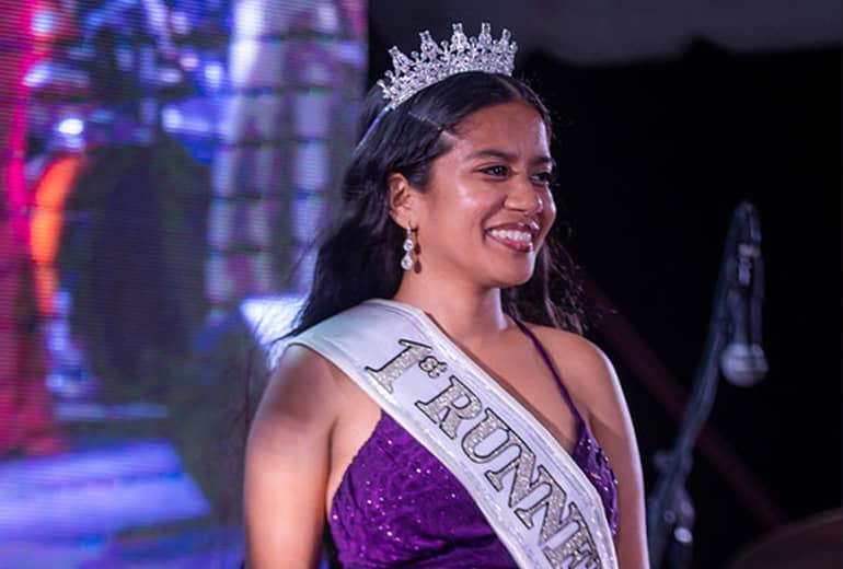 Miss UOG contestant Kennysha Sablan poses for photo after being awarded 1st Runner Up and People’s Choice, wearing 1st Runner Up sash