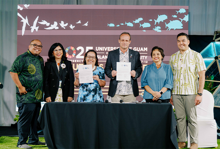 Members of recent signing of Marshall Islands pose for a photo at Hyatt Regency, Guam